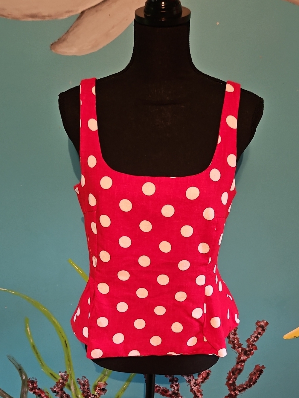 Cece Red Polka Dot One-Piece Top